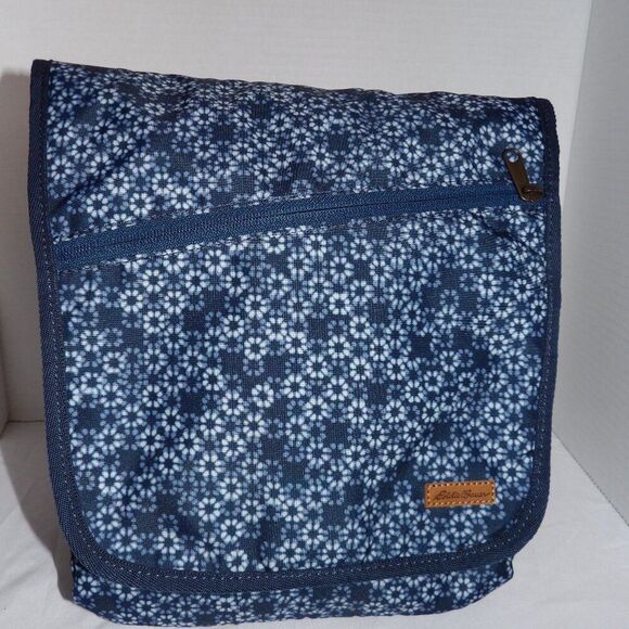 Eddie Bauer Abstract Blue Connect 3-Zip Ripstop Polyester Messenger Bag - Picture 1 of 8